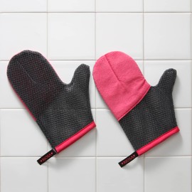 Riossa Skin Polishing Mittens (Sponge for Skin Cleansing) 2 Sheets 1 Pair (R-MTN1) (pink)
