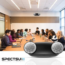 Spectsun 6 Pack Led Black Emergency Light with Battery Backup Round 2 Heads -UL Certified Exit Sign-120-277VAC/Commercial Emergency Lights Fixtures/Indoor Exit Lights for Home/Business.