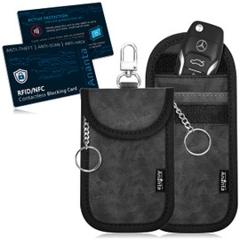 Ananta Faraday Pouch for Car Keys, 2 Pack Faraday Bag Plus 2 x RFID/NFC Contactless Blocking Cards, Best for RFID Car Key Signal Blocker, Anti-Theft Keyless Entry Car Remote Security …