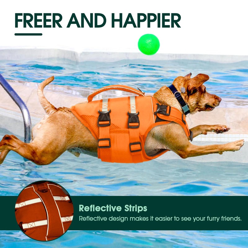 Kuoser Small Life Jacket for Dogs, Life Jacket with Handle