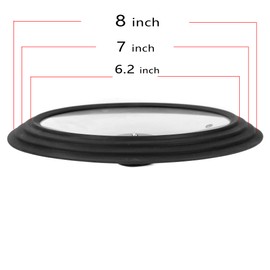 Universal Lid for Pans,Pots and Skillets Tempered Glass with Food grade silicone Rim Heat Resistant konb Fits 6.2 7 7.8 inch Cookware (16/18/20cm) Small Black