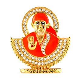 GCT Shirdi SAI Baba Idol Metal Statue for Car Dashboard | Mandir Pooja Murti | Temple Puja | Home Decor | Office Showpiece