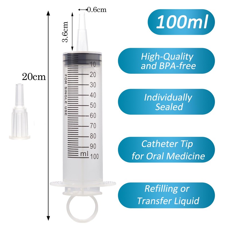 100ml Large Syringe Plastic, Pet Feeding Syringe Sterile Package for