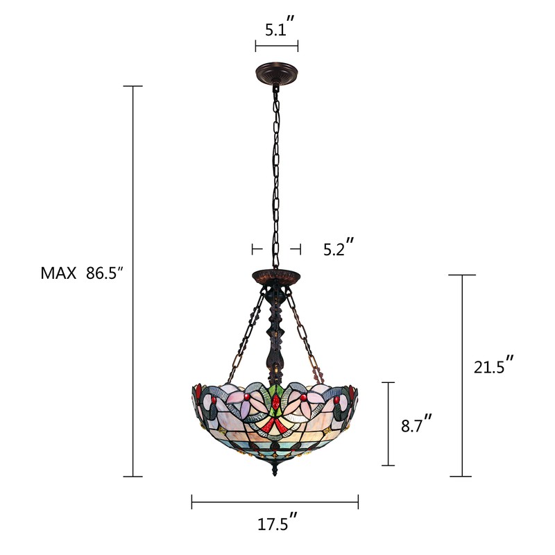 Radiance Goods Victorian Tiffany-Style Dark Bronze 2 Light Inverted Ceiling