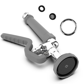 GOSIFACA Commercial Kitchen Sink Pre-Rinse Sprayer, 1.42GPM Spray Valve, Ergonomic Dish Sprayer Nozzle, Chrome Finish with Gray Handle, Suitable for Commercial Faucets