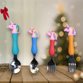 Unicorn Utensil Set | Which includes 2 Unicorn Spoons and 2 forks | Great for everyday use and Birthday Gift | Unicorn Gift Idea | Gift for Toddler and kids | Unicorn Holiday Gift