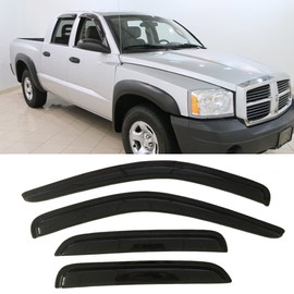 Deebior 94656 Original Side Window Wind Deflector,4pcs Outside Mount Tape-On Nice Sun Rain Guards Set,window Visor fit for 2005-2011 Dodge Dakota Quad Cab