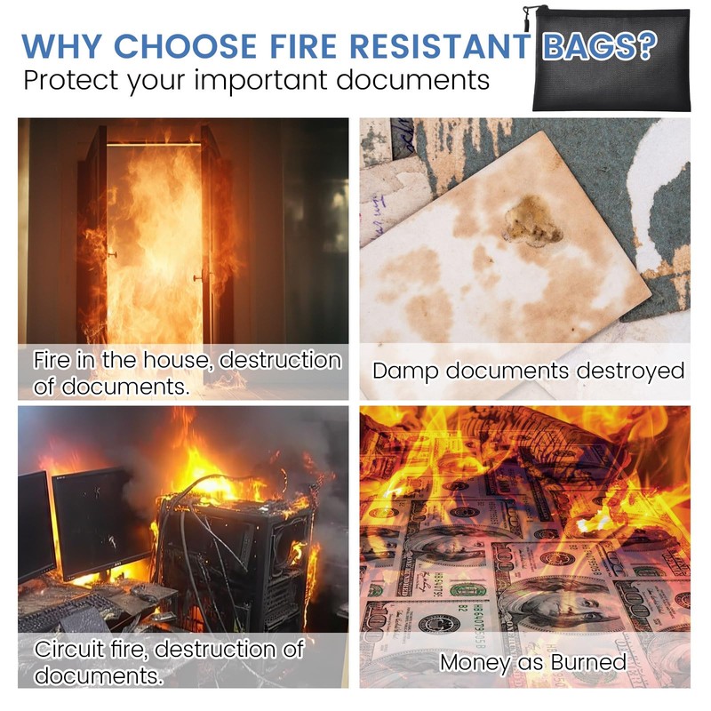 Fireproof Bag for Documents 28CM×17CM, Water and Fire Proof Document