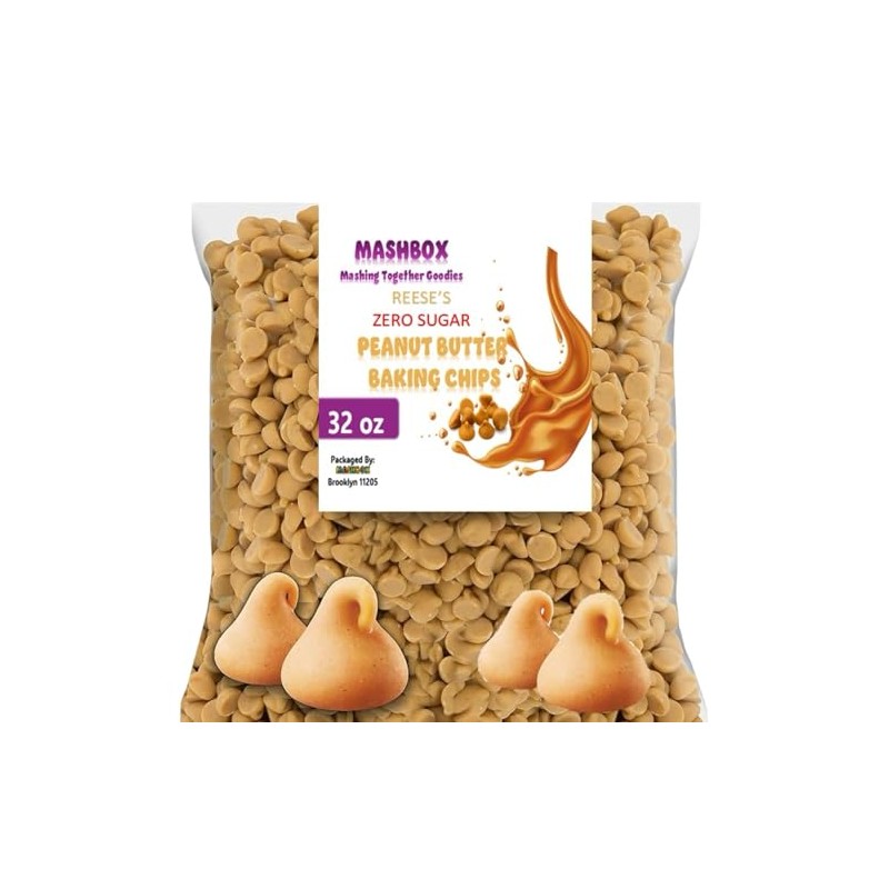 ZERO SUGAR Peanut Butter Baking Chips, 32 Ounces. Bulk Sugar
