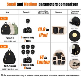 Cwatcun Camera Backpack Bag, Stylish DSLR/SLR Camera Bag with Tripod Strap Laptop Compartment and Removable Dividers Lightweight Photograhy Backpack Case for Canon/Nikon/Sony Accessories