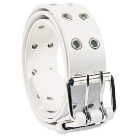 Belle Donne Women White Belt Double Grommet, Grunge, Emo, Goth Punk Style, studded Double Holes, XXLarge Plus Size