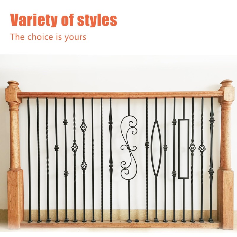 MyeMdan 10 Pcs Wrought Iron Balusters, Hollow Double Knuckle Balusters,