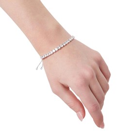 Tirafina Adjustable Created White Sapphire Bolo Bracelet - 6,7, and 8-in Wrist Size - Easy-on, Easy-off Tennis Bracelet - Birthstone Jewelry Bracelet - Sterling Silver Jewelry for All Occasions