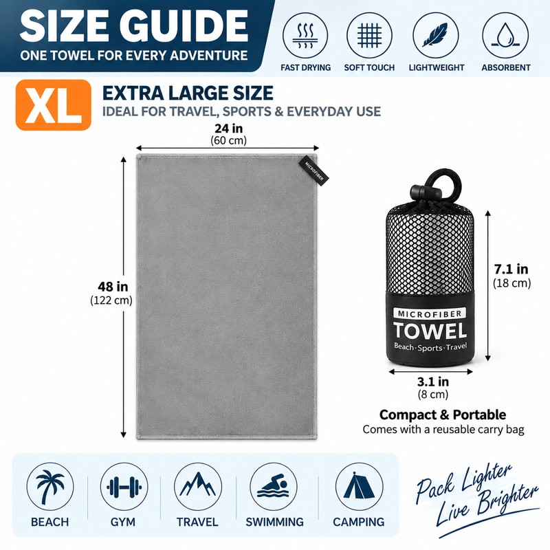 Microfiber Travel Towel for Beach & Gym – Quick-Dry Super