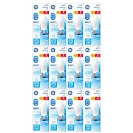 GE Lighting (case of 12) GE Soft White LED Chandelier Candle Bulb, 5 watt, 500 Lumen, Medium Base, dimmable, Frosted, Bent tip, Decorative LED CAM Bulb, 60 watt Equivalent