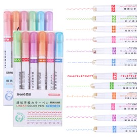 Qiuruoo 12 Pcs Magic Border Pen, Different Line Stamp Markers Border Pens, Scrapbook Supplies for Drawing Note Taking, Journaling Handwriting, Tip Roll Drawing Decorative Lines