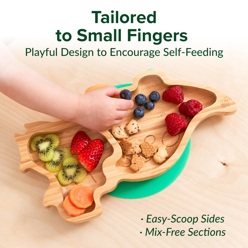 Bamboo Divided Suction Plate Baby - Strong Suction Toddler Plates