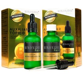 Loción estimulante para cabello, barba y cejas, enriquecida con biotina, UNISEX - al 10%, incluye 2 botellas de 50 ml cada una