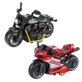 SHDIEHJFMLDH Set of 2 Alloy Motorcycle Toys, Pull Bac Vehicle Toy, Toy Cars Set, Motorcycle Model for Friends and Children, for Educational Game, Birthday Party Gift (Green and Red)