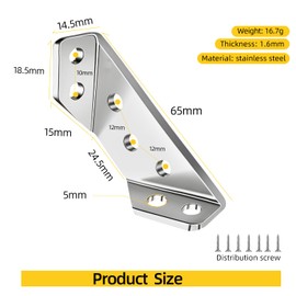 Stainless Steel Angle Brackets Heavy Duty – L Shaped Corner Brace for Wood Shelves,Furniture,Cabinet,Wall Mount Support,Rust-Resistant Metal Shelf Bracket 24Pack