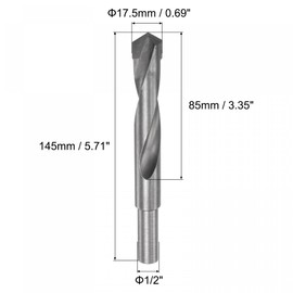 uxcell 17.5mm Reduced Shank Cemented Carbide Twist Drill Bits for Hardened Steel Stainless Steel, 1/2 Inch Straight Shank