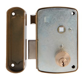 Amig - Right Overfill Lock with Lever and Tongue for Wooden Doors Model 75UN | 76 x 120 mm | Security Round Cylinder | Gold Steel