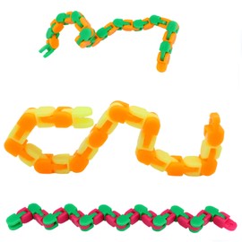 Snap and Click Fidget Toys – Fun Twist and Shape Puzzle Toys for Kids and Adults – Provides Sensory Relief and is a Great Party Favor – 24 Links Per Toy, 10.75 Inches – Set of 4