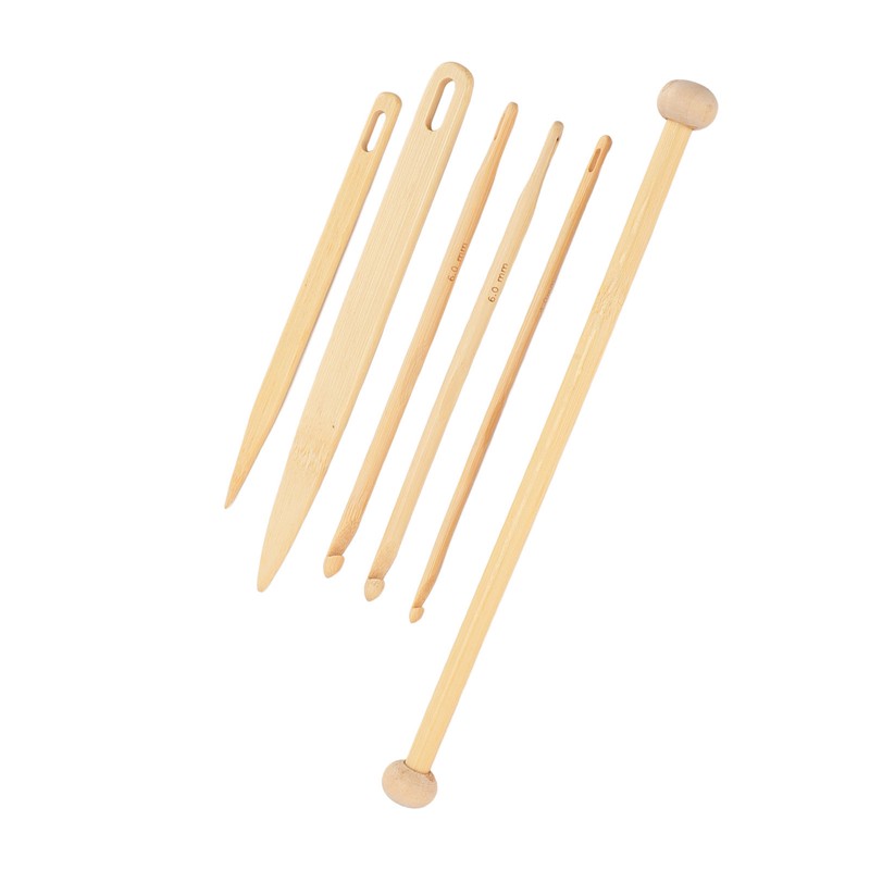 6Pcs Wood Hand Loom Stick Set Wood Weaving Crochet Needle