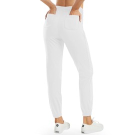 G4Free Golf Pants for Women Lightweight Travel Pants with 4 Pockets Casual Lounge Joggers(White,XL,28")