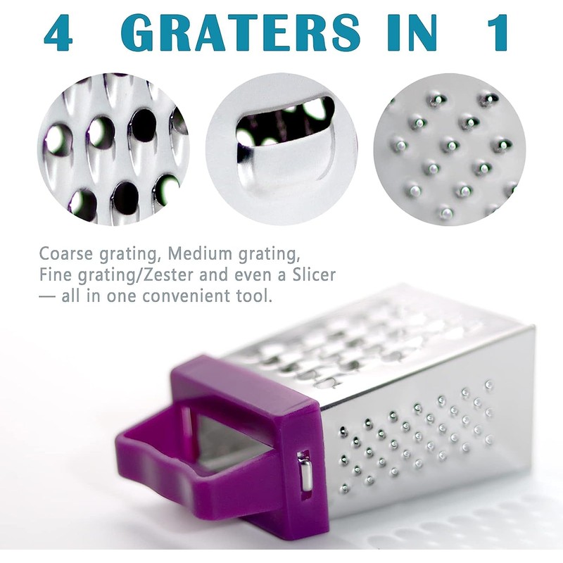 3Pcs Mini Cheese Grater, Professional Box Grater, Stainless Steel with