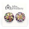 Idin Jewellery - Vibrant Splashed Coconut Shell Button Clip On