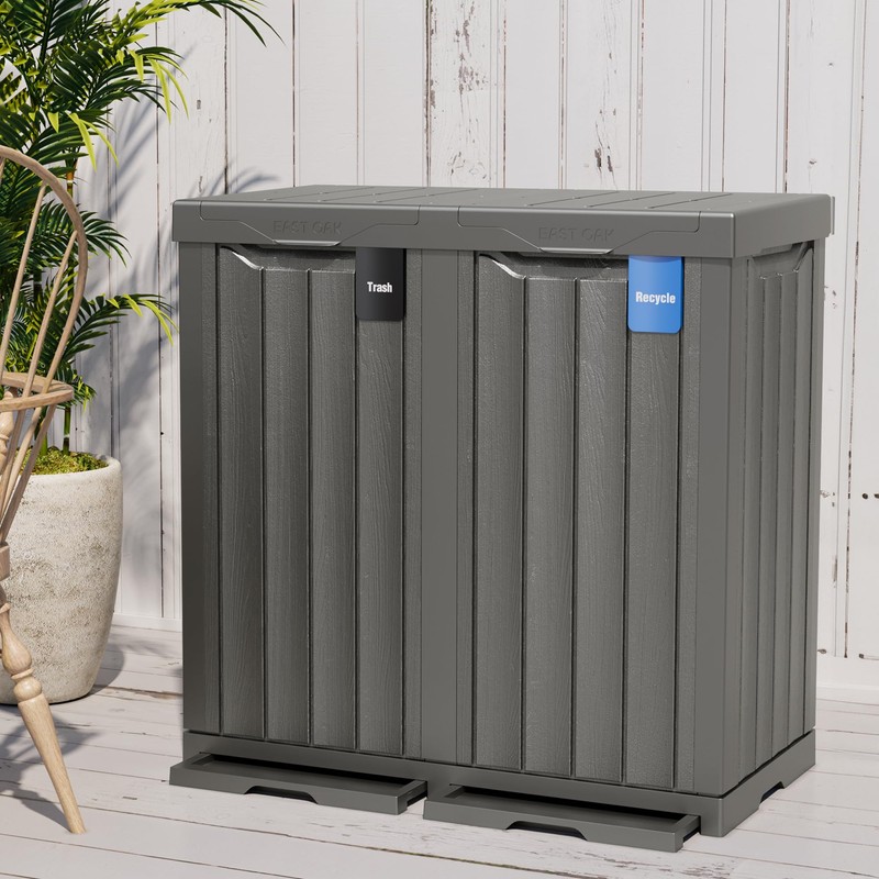 EAST OAK 62 Gallon Outdoor Trash Can | Waterproof Resin