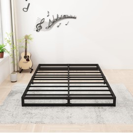 Lutown-Teen 6 Inch King Size Bed Frame Sturdy Mattress Foundation, Heavy Duty Metal Platform with Steel Slats Support No Box Spring Needed, Noise Free, Easy Assembly, Black