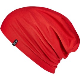 Enter the Complex® Unisex Lightweight Jersey Beanie Hat, Slouch Beanie Made of Cotton, Elastic - red, size: L-XL