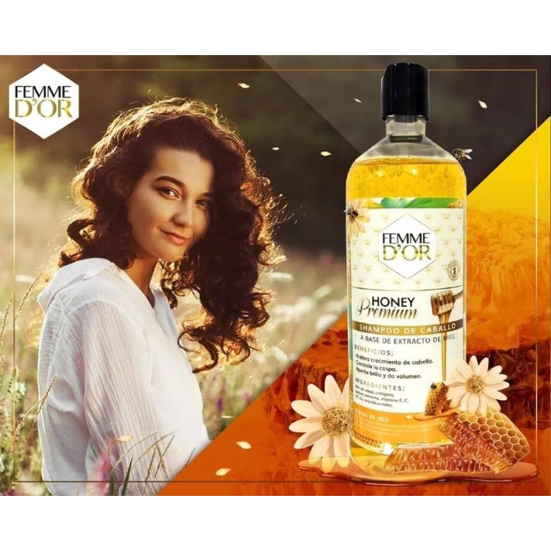 Femme D'or Shampoo Restaurador Con Keratina + Miel, Colágeno Y