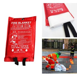 ADEPTNA Premium Large Fire Blanket in Soft Case with Loops – An Essential Safety blanket for Home Kitchen Caravan Boats Garage – Quick Deploy in Emergency - Size 1m x 1m