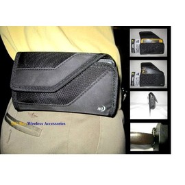Nite Ize Black Extended Sideways Horizontal Rugged Heavy Duty X-large Holster Pouch W/Durable Fixed Belt Clip Fits Verizon HTC One (M8) For Windows (CDMA)