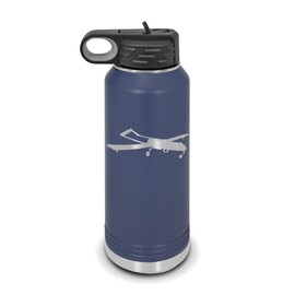 RQ-7 Shadow Water Bottle 32 oz - Laser Engraved w/Flip Top Removable Straw - Polar Camel - Stainless Steel - Vacuum Insulated - Double Walled - Drinkware Bottles - Flying Drone UAV - Navy