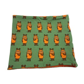 Schal aus Baumwolljersey mit der Maus auf grün, verschiedene Formen: Loop oder Halssocke, ggfs gefüttert mit Baumwollfleece (Innenmaterial Baumwolljersey, Loop)