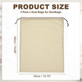 uxcell 2 Pack Dust Bags for Handbags, 15.8x19.7" Cotton Drawstring Storage Pouch Bag Dust Cover Storage Bags for Purses Shoes Boots Daily Travel Storage, Beige
