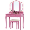 Tiptiper Vanity Desk with Tri-Fold Mirror and Lights, Makeup Vanity