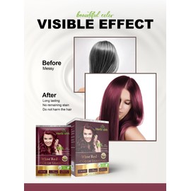 Herbishh Hair Color Shampoo – Natural Dye for Gray Hair, with Argan Mask, Travel Size, Long-Lasting Tint in Minutes, 10+1 Pack, Ammonia-Free (Wine Red)