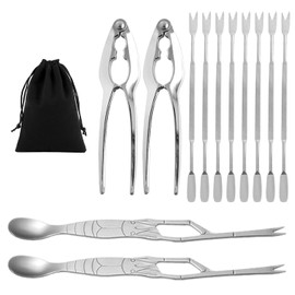 HDGSAFD 12-Piece Crab Eating Set, 1 Storage Bag, Stainless Steel Crab Scissors, Seafood Eating Tools, Crab Meat Scissors