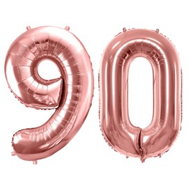 Luftballon 90. Geburtstag Ballon 90 Rosegold Folienballon 90 XXL Größe 86cm-100cm Gold Metallic Dekoballon 90 Geburtstag Deko Jubiläum 90 Jahre Folienluftballon Zahl 90 Rosegold