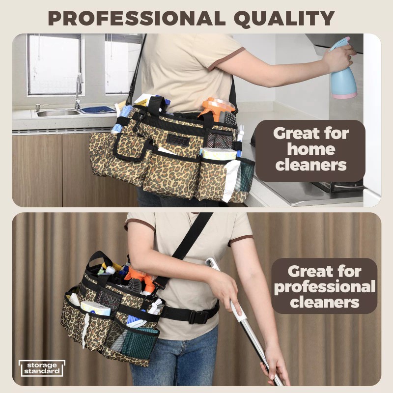 Cleaning Caddy Organizer with Handle, Shoulder & Waist Strap -