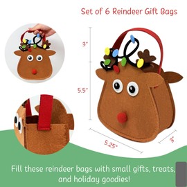 allydrew Felt Reindeer Gift Bags, Holiday Decorations (Set of 6)