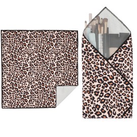 Walking Way Self-Adhesive Magic Cloth Makeup Bag, Portable Pocket Lazy Makeup Pouch, Camera Lens Wrap, Stylish Organizer for Beauty Essentials, Travel, Gifts & Daily Use（leopard, 17.71inch）