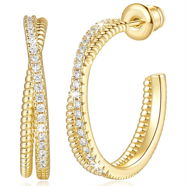 SANDRA REDD Gold Hoop Earrings 14K Gold Hoop Earrings for