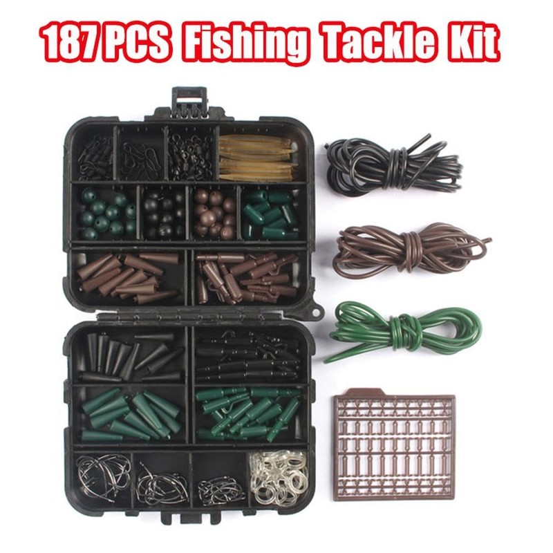 TopHomer Fishing Accessory Kit - 187pcs Tackle Box with Hooks,
