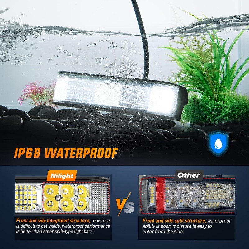 Nilight Side Shooter LED Light Bar / Pods 2PCS 6.5